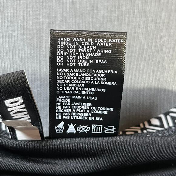 DKNY Maillot One Piece Bandeau Swimsuit Women XL Black White Diamond Print Beach - Picture 7 of 9